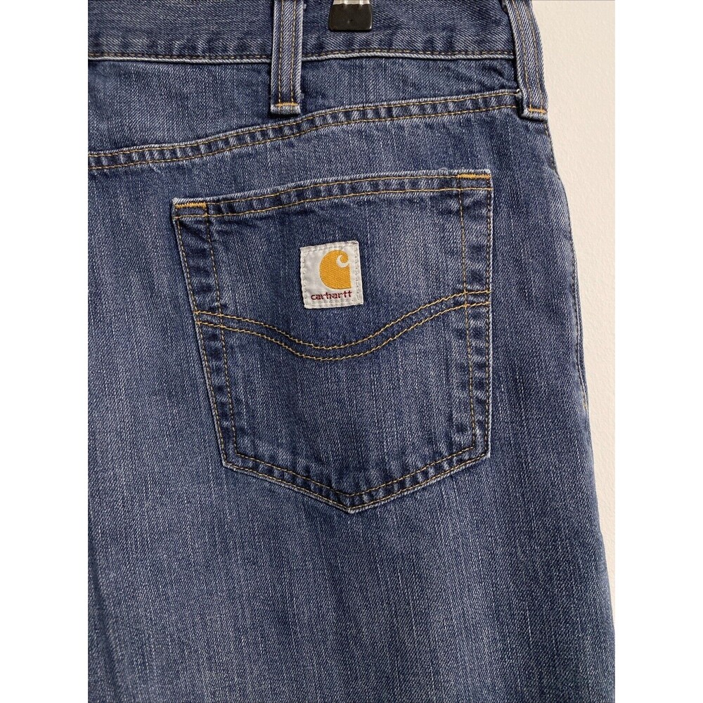 Carhartt Jeans Men's 38x32 Blue Relaxed Fit Straight Leg Mid Rise Zip Fly B18 - Picture 11 of 13